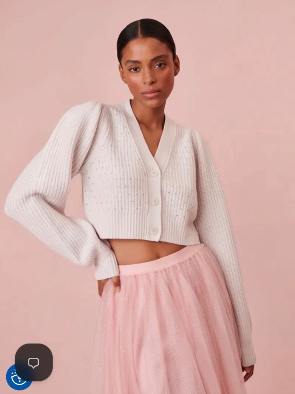 Love Shack Fancy Auden Cardigan in Snow